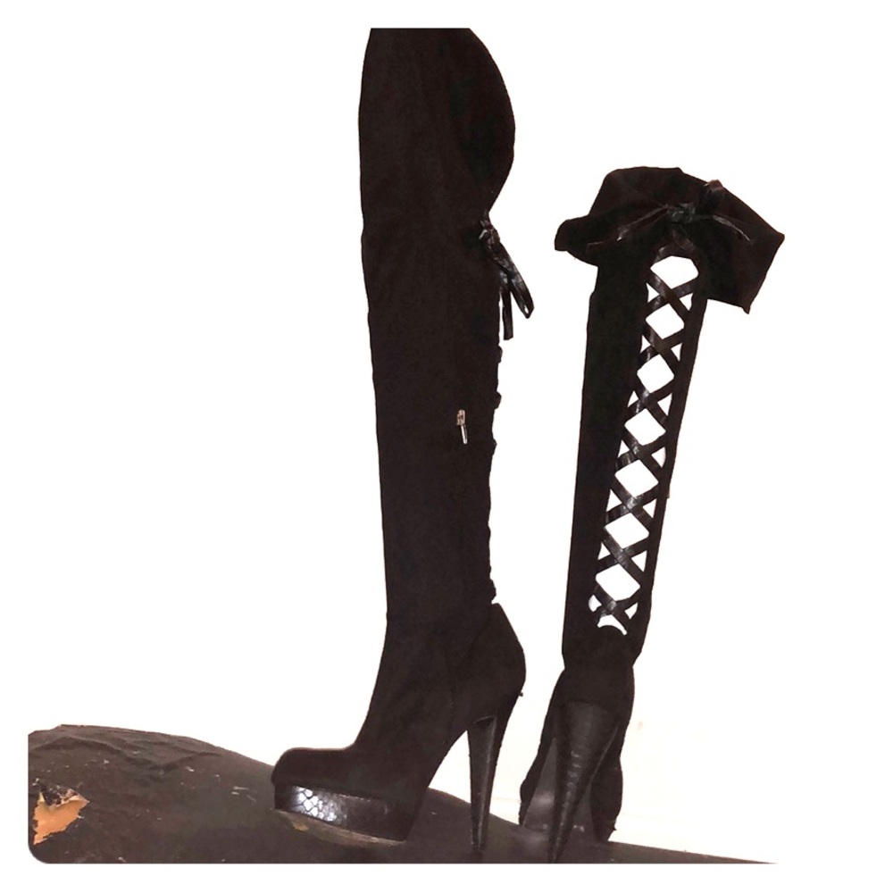Black suede Bebe over the knee boots